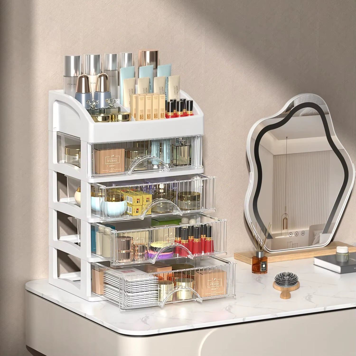 Desktop Storage Box Storage Drawer Hair Decoration Multi-Layer Storage Cabinet Cosmetics Jewelry Box Stationery Multi-Functional