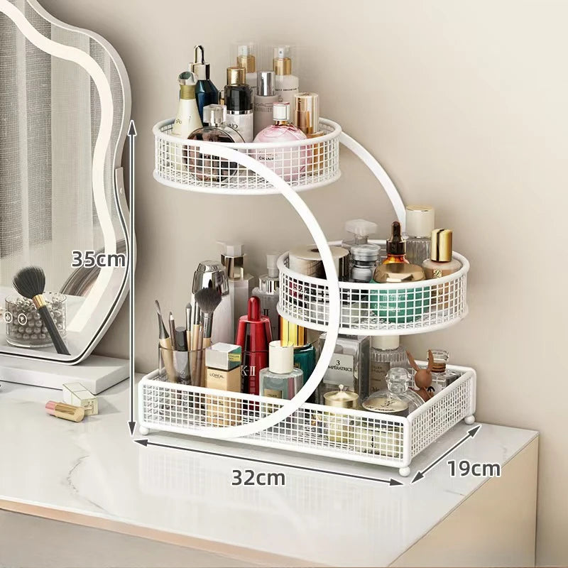 1Pc Lightweight Varnished Metal Makeup Storage Rack - No - Installation, Ideal for Vanity Countertop, for Lipstick & Skincare