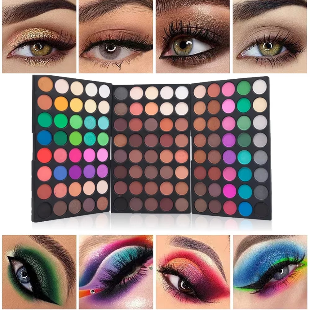 120 Colors Matte Shimmer Eyeshadow Palette Natural Waterproof Lasting Eye Shadow Makeup Set with 20 Makeup Brushes Cosmetics Kit