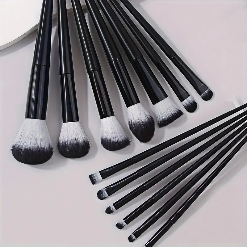 13Pcs Makeup Brush Set + Bag,Professional Nylon Bristle, ABS Handle, Unscented, for All Skin Types, Includes Eye Shadow, Powder