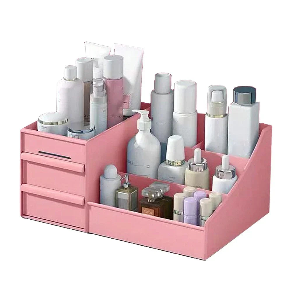 Large Capacity Cosmetic Makeup Organizer Drawers Plastic Bathroom Skincare Storage Box Brush Lipstick Holder Organizers Storage