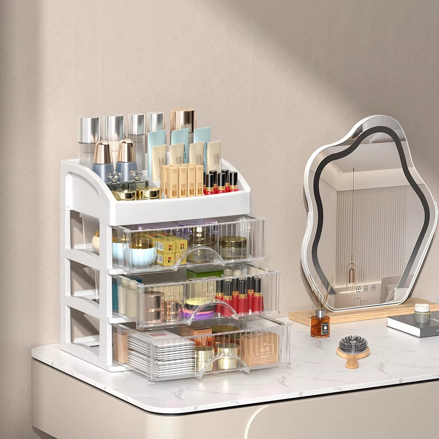 Desktop Storage Box Storage Drawer Hair Decoration Multi-Layer Storage Cabinet Cosmetics Jewelry Box Stationery Multi-Functional